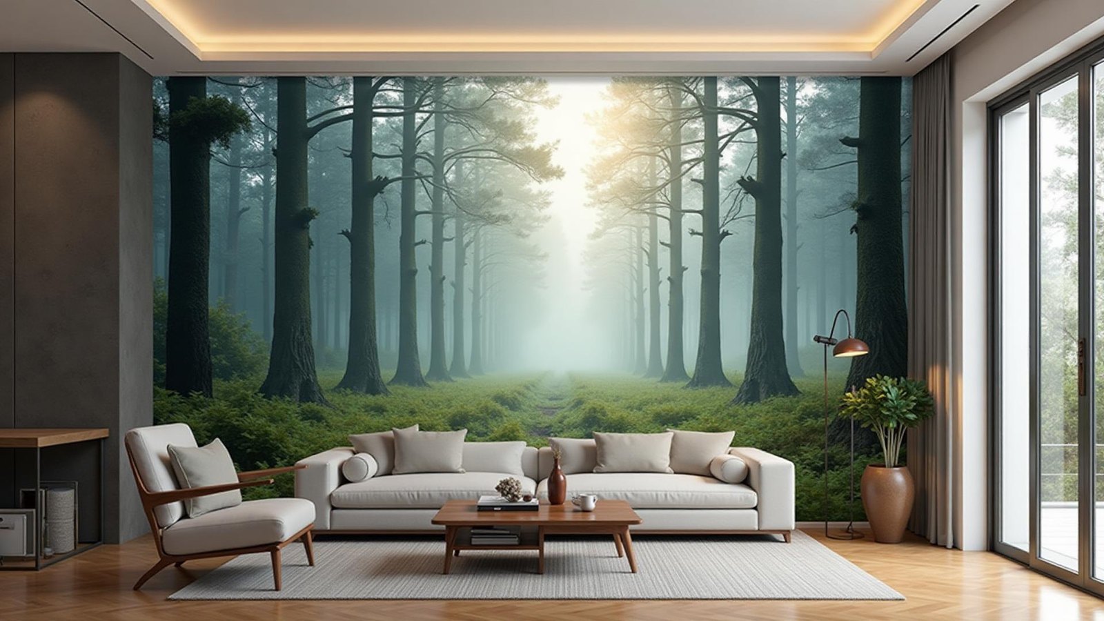 A room-scale forest mural by Digital Landscaper