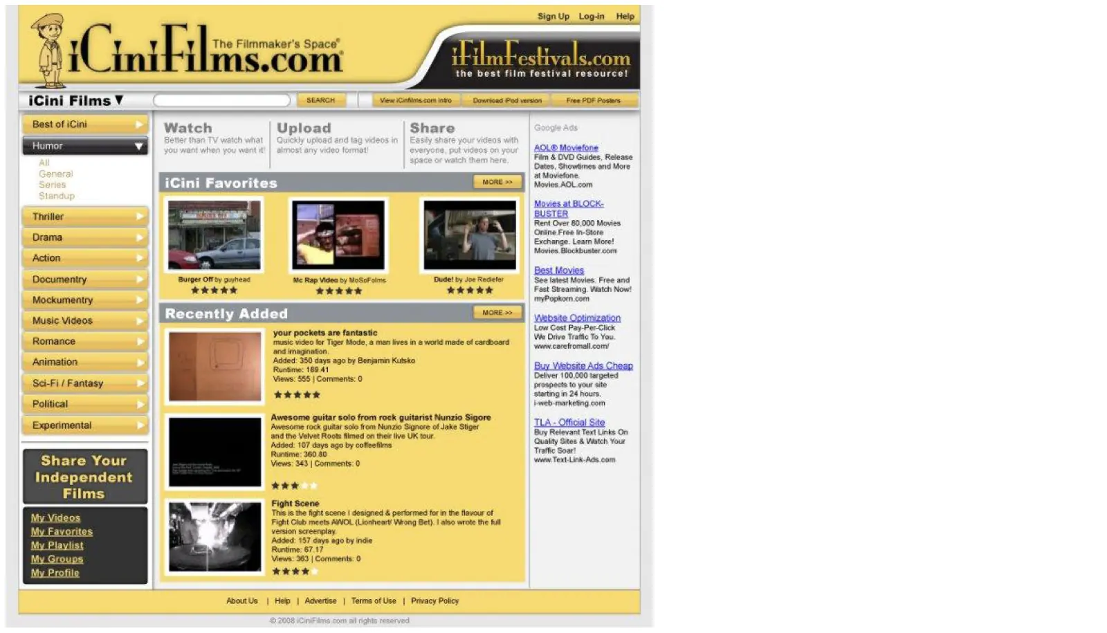 IciniFilms.com Film Festival Website