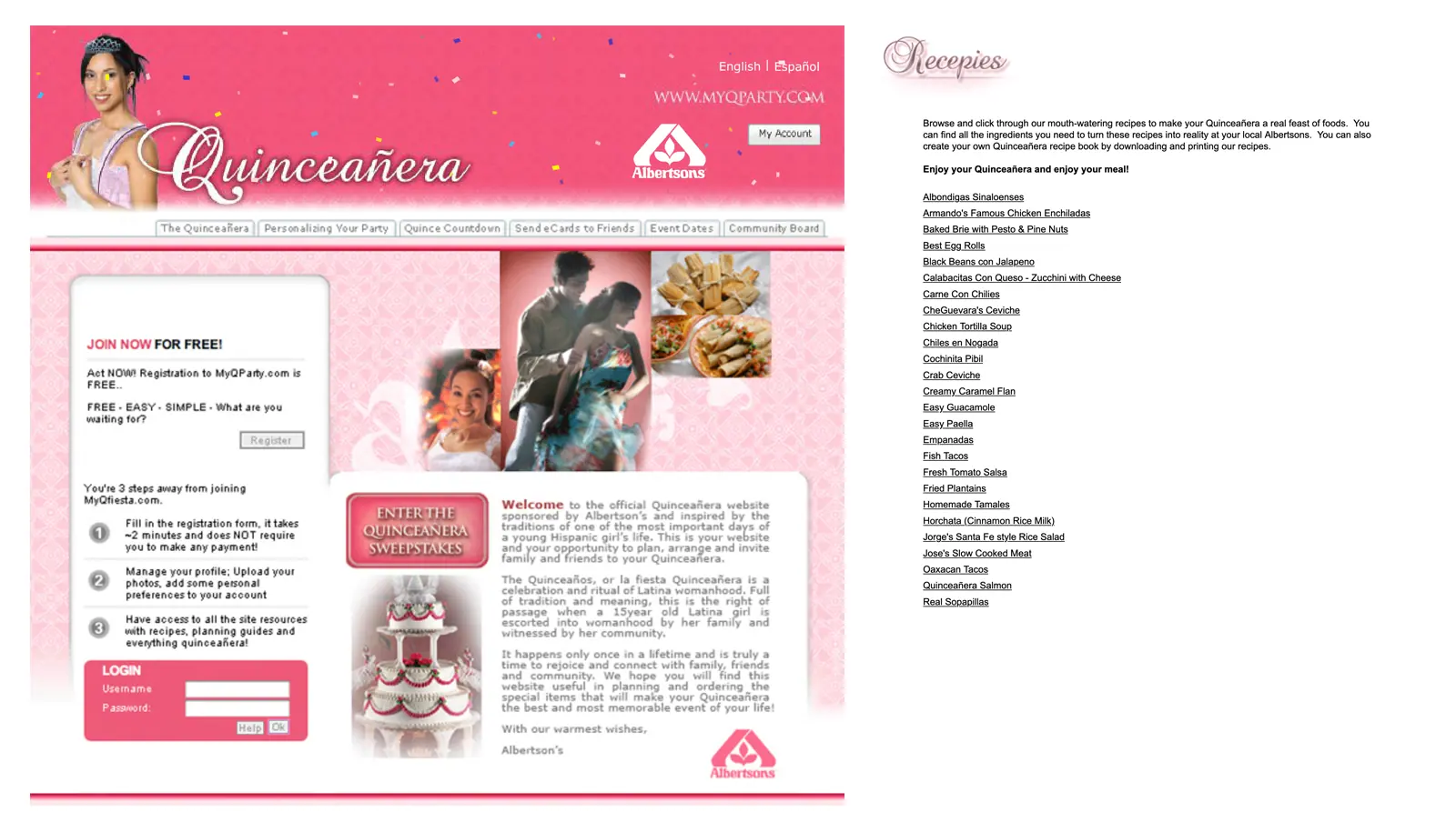 Albertsons Quinceañera Website